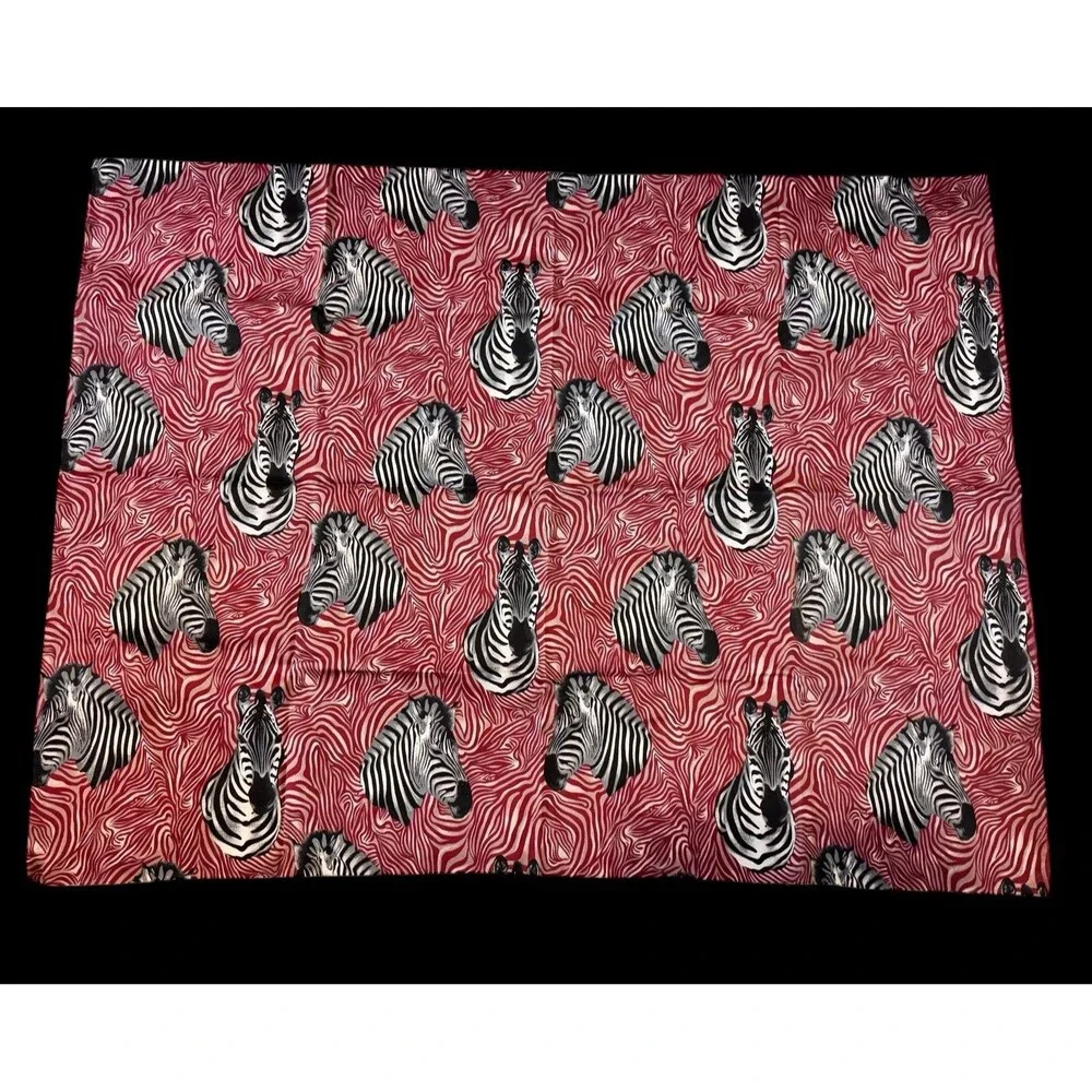 Vintage Fabric Dizzy Zebra Print 49.5”x37” white Black red